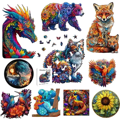 Wooden Puzzle for Adults, Cat Wooden Jigsaw Puzzles for Adults, Unique Animal Shape Wood Cut Puzzles