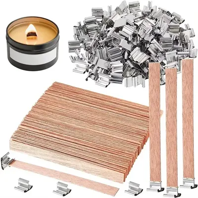 100PCS Scented Candle Wood Slice Wick for DIY Paraffin Candle Wick Soy Wick Wood Slice Wick for One
