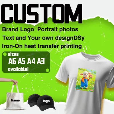 Custom You Logo and images DTF Heat Transfer Printing Used for iron on Clothes and luggage DIY