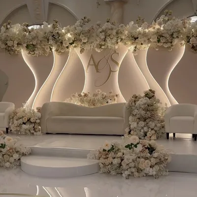 Luxury Wave Backdrop Panel Stage PVC Acrylic Backdrop Panel Stand With Flower For Party Display Stage for Wedding Decorations