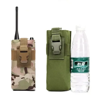 Outdoor Walkie Talkie Pouch Water Bottle Bag Handheld Radio Bag Molle Tactical Multifunctional
