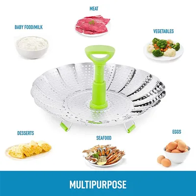 1pc 9/11 inch Stainless Steel Lotus Steamer Tray, Foldable Steamer, Basket Steamer, Cooking Pan,