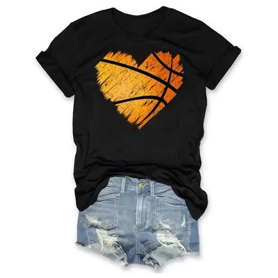 Basketball Heart Valentine Day For Women's Basketball Valentine's Day Premium T-shirt I Love Blue