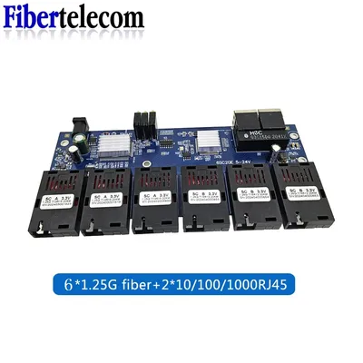 100/1000M Ethernet Optical Fiber Media Switch Converter Gigabit 6*Fiber Port 2*RJ45 Port FTTH