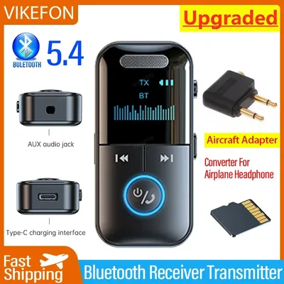 VIKEFON Bluetooth 5.4 Receiver Transmitter 3.5mm AUX TF Card Playback HiFi Wireless Audio Adapter