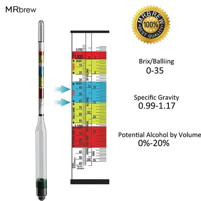 Triple Scale Hydrometer For Home Brew Wine Beer Cider Alcohol Testing 3 Scale Hydrometer Wine Sugar