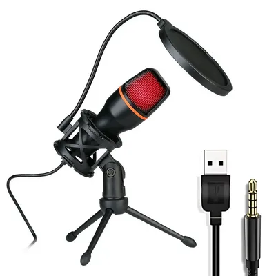 RGB Lighting, with Tripod Stand Professional Condenser Microphone Kit , Ideal for Streaming,
