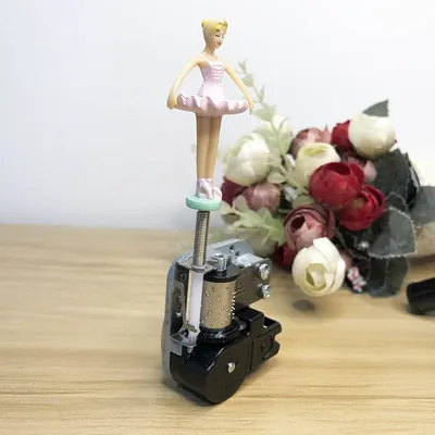 Ballerina Music Box Mechanism with Flexible Rotating Shaft, Birthday Gift, DIY