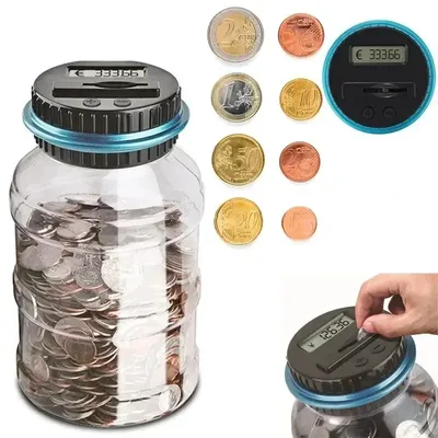1PC Electronic Piggy Bank Counter Coin Digital LCD Counting Coin Money Saving Box Jar Coins Storage