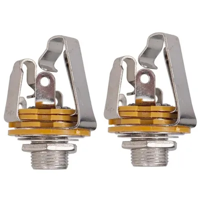2Pcs 1/4 inch 6.35Mm Stereo Input Jack Plug Socket For Electric Guitar Bass, Guitar Pickup Output