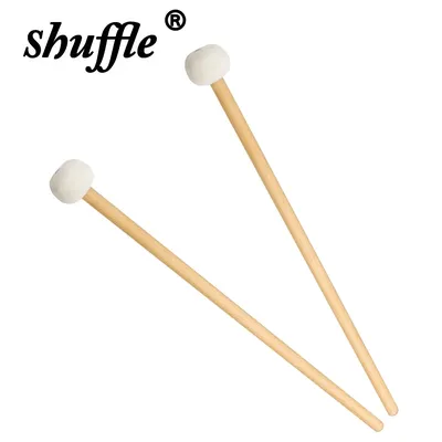 1 Pair Drumsticks Felt Drum Mallets Solid Wood Handle Drum Sticks Timpani Snare Drum Parts