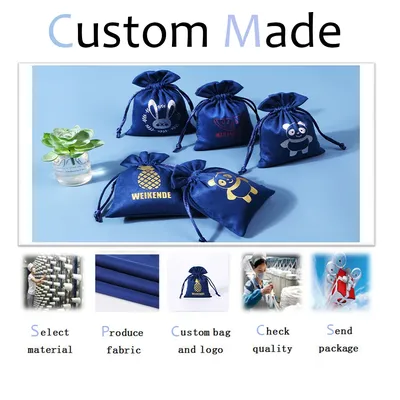 Personalized Logo Printed Custom Link Jewelry Drawstring Bags Pouches Velvet Jewellery Packaging