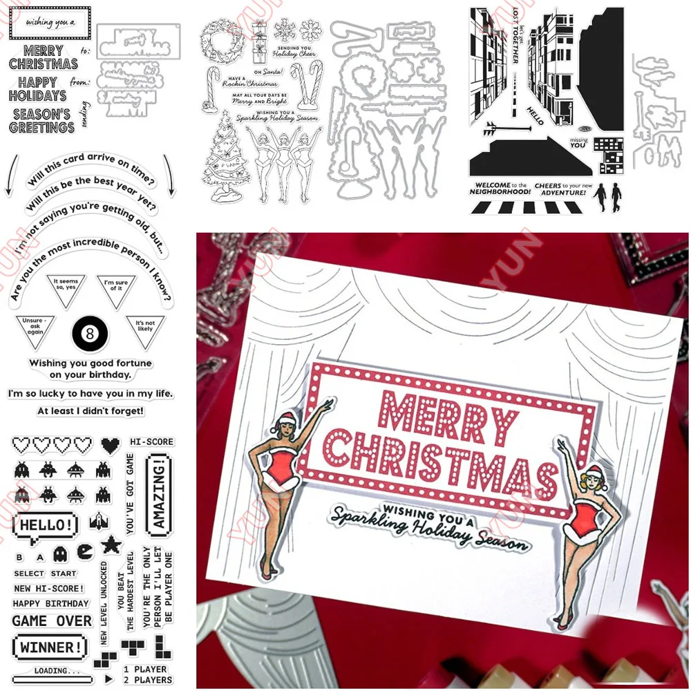 New 2025 Christmas Critter Winter Accessories Dies Center Picture Window Card Holiday Add-On Dies DIY Scrapbooking Card Template