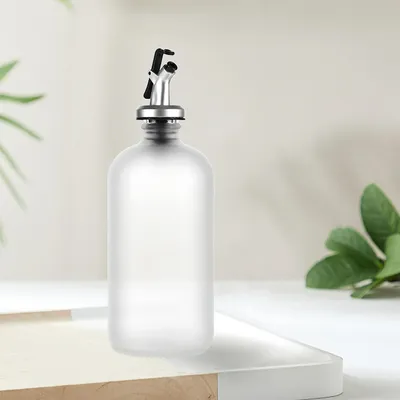 480ml Empty Clear Frosted Glass Oil Bottle Olive Oil Bottle Dispenser, Glass Oil and Vinegar