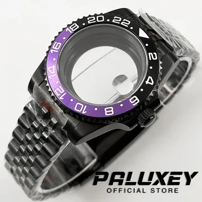 40mm Diver Waterproof Fit NH34 NH35 NH36 ETA2824 Movement Sapphire Glass Watch Case Glide Lock Clasp Black Purple GMT Bezel