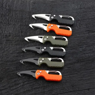 Portable Folding Knife Express Parcel Knife Stainless Serrated Hook Cutter Outdoor Camping Carry-on