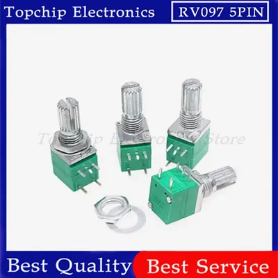 5pcs RV097NS 5pin RK097 RV097 1K 5K 10K 20K 50K 100K 500K with a switch audio shaft 15mm amplifier