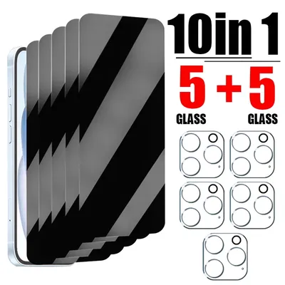 10IN1 Privacy Screen Protector For IPhone 16 15 14 13 12 11 Pro Max 12 13 Camera Lens Glass For