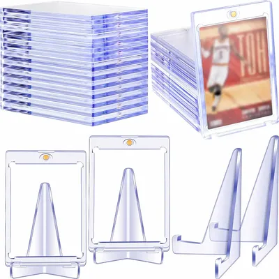 35PT Magnetic Card Holder Support Set Protectors Hard Plastic Sleeves Trading Display Case For
