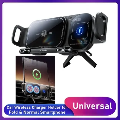 15W Car Phone Wireless Charger Holder Touch Rotate Stand for Samsung Galaxy Fold 6 5 4 3 Z Flip W23