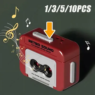 1-10PCS New Small Box Recorder Music Keychain Storage Box Retro Keychain Mini Player Commemorative