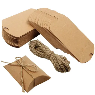 50PCS Kraft Paper Pillow Box Wedding Party Gift Candy Boxes Home Party Birthday Supply Paper Bags
