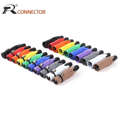 2pcs/1set Colorful 3Pin XLR Audio Cable Connector MIC Male Plug+Female Jack Professional Microphone Wire Welding Connector