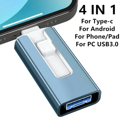 For iPhone Usb 3.0 Flash Drive 512GB 256G 2TB 1TB 128G 64G 32G for iPhone with 4in1 interface Mirco