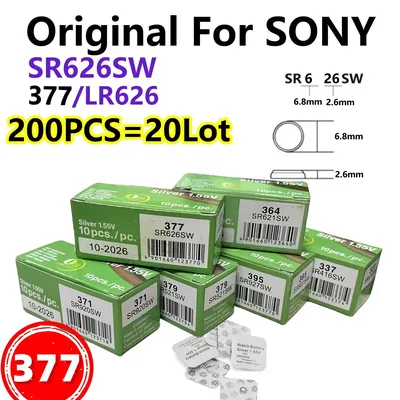 200pcs For SONY SR626SW LR626 AG4 1.55V Batteries LR66 377 377A Alkaline Battery Watch Toys Car