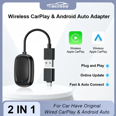 TIMEKNOW NEW Wireless CarPlay Adapter Android Auto Dongle Wireless Smart Mini Box For Apple iPhone