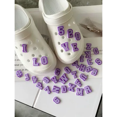 37 Pcs Alphabet and Number Soft Rubber Shoe Flower Decoration Buckles for Garden Shoes with Holes,