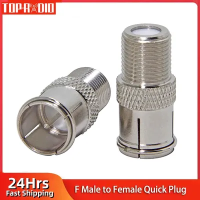 1Piece F Type Male To Female Quick Plug Push in TV Adapter Cable TV Coaxial Antenna Amplifier Connector