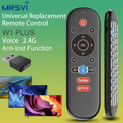 Rechargeable 2.4G Wireless Voice Remote Control W1 Plus with Backlit Keyboard IR Learning Anti-lost