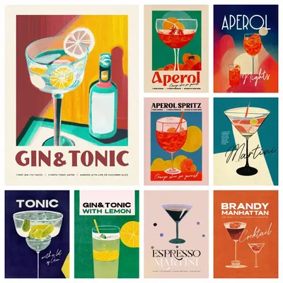 5d DIY Diamond Art Painting Kits Drink Caipirinha Gin Tonic Sangria Aperol Spritz Vintage Kitchen