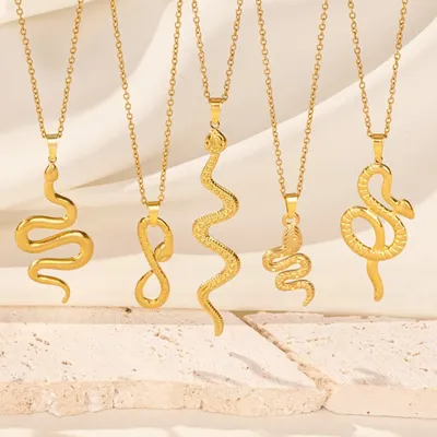 1Pc Stainless Steel Hip Hop Snake Pendant Women Necklaces Gold Color Trendy Men Halloween Animal