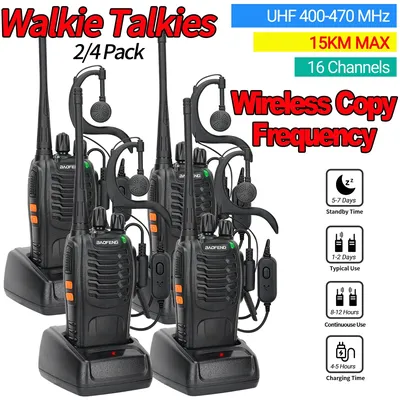 2/4PCS Baofeng BF-888S Pro Walkie Talkie Wireless Copy Frequency Long Range Portable Upgrade BF 888S