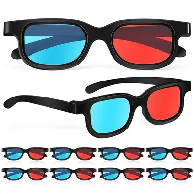 10pcs Universal Black Frame Red Blue Cyan Anaglyph 3 Cheap 3 For LED Projector DVD Perspective