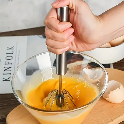 Stainless Steel Egg Beater Durable Semi-Automatic Mixer for Effortless Egg Cream Mixing Stirring and