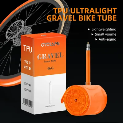 CYCLAMI Gravel Bicycle Inner Tube Ultralight 700c MTB 29 TPU Material Tire 45mm 65mm Length French Valve Portable Super Light