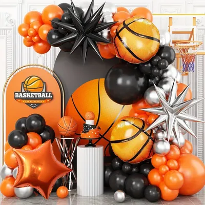 131pcs Basketball Themed Arch Garland Balloon Kit, Suitable for Birthday, Graduation, Anniversary