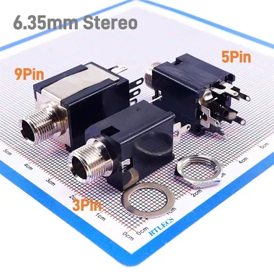 2 5 20 PCS 6.35 mm Phone Jack 3 5 9 Pin Stereo Type Dual Tracks TRS Audio Connector Guitar