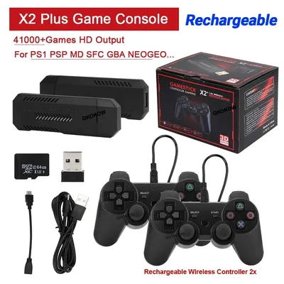 NEW Rechargeable X2 PLUS Video Game Stick Console 2.4G P3 Rechargeable Wireless Controller Retro