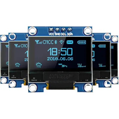 0.96 Inch OLED Display Module, 128x64 Pixel I2C SSD1306 Luminous OLED Screen Board Compatible with Arduino Raspberry Pi ESP32