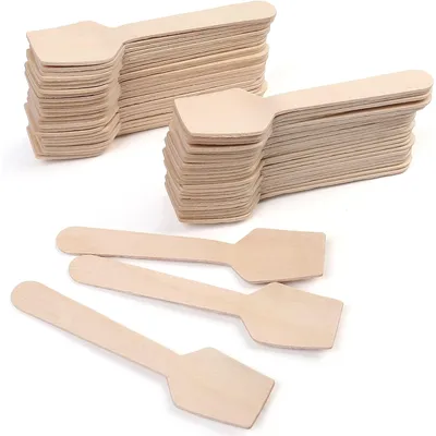 100 Pcs 3.74-Inch Party Mini Square Wooden Spoon For Sampling Yogurt Ice Cream, Perfect For Wedding