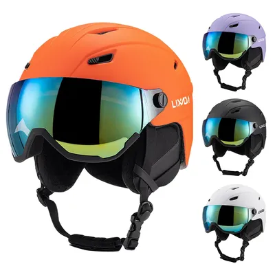 LIXADA Integrated Ski Helmet Men and Women Snowboard Helmet with Removable Visor Goggles Men and