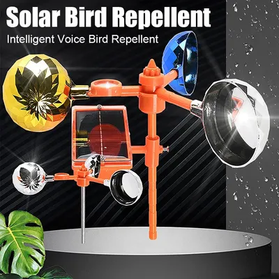 Solar Bird Repeller Waterproof Solar Energy Bird Repelling Device 360 Degree Rotating Reflector Farm