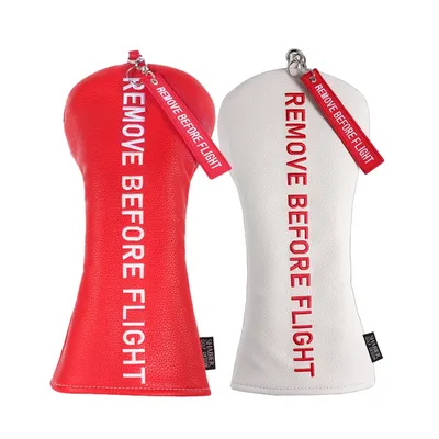 Red Remove Before Flight Synthetic Leather Golf Headcover Square Large Mallet Blade Putter Headcover
