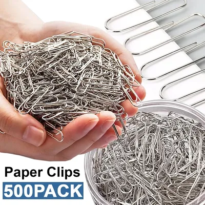 500/300/100/50PCS Metal Silver Paper Clips for Paperwork Stainless Steel Bookmark Paperclips