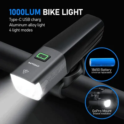 CYCLAMI X7 Lights Smart Headlights USB Rechargeable Road Mountain Bike Front light 1000 Lum Replaceable Battery Gopro Mountable