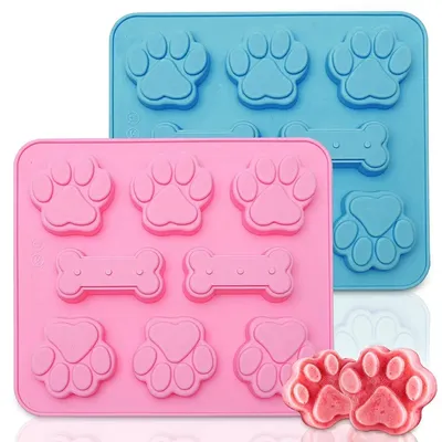 Cartoon Dog Footprints Silicone Cake Mold Done Creative Cookies, Cartoon Dog Bones Dog PAWS ice Cube